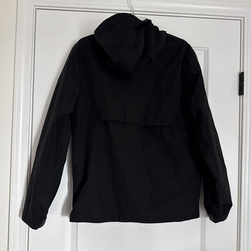 G.H. Bass & Co Jacket MEDIUM Hooded Nylon Black Pullover Anorak Windbreaker
